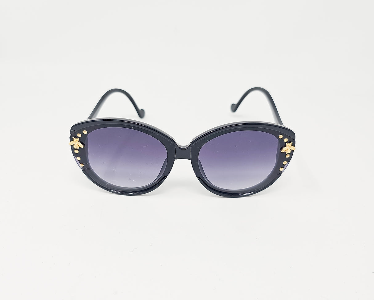 Black Large Framed Bee Sunglasses