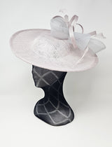 Pearl Silver Looped Bow Round Disc Fascinator