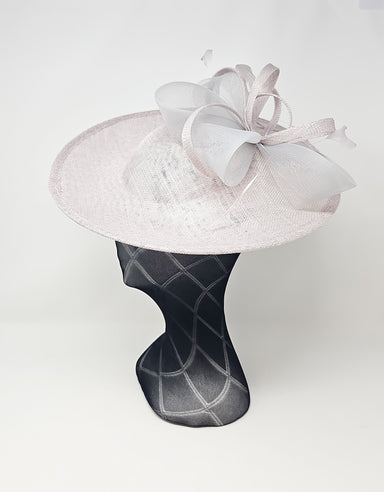 Pearl Silver Looped Bow Round Disc Fascinator