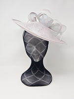 Pearl Silver Looped Bow Round Disc Fascinator