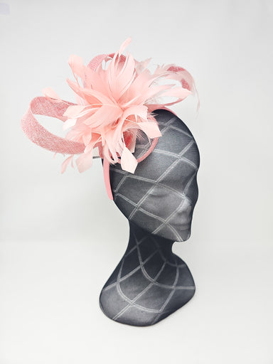 Pink Feather Looped Hairband Fascinator