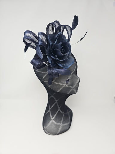 Navy Bow Feather Fascinator