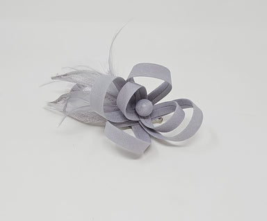 Grey Feather Looped Hair Clip