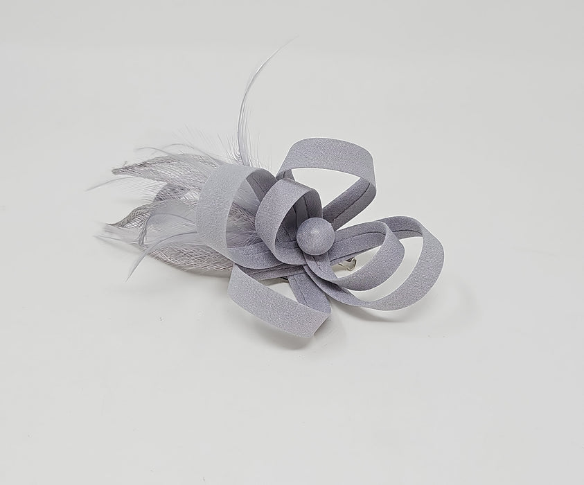 Grey Feather Looped Hair Clip