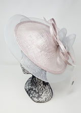 Pearl Silver Flower Looped Disc Large  Fascinator