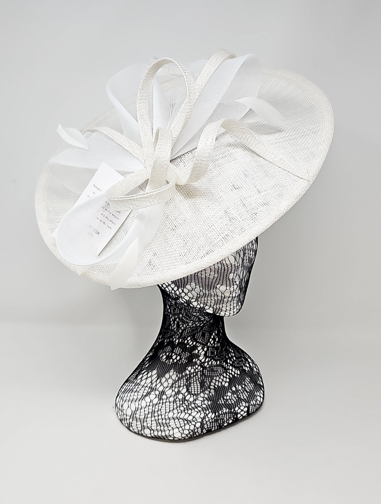 White Looped Bow Round Disc Fascinator