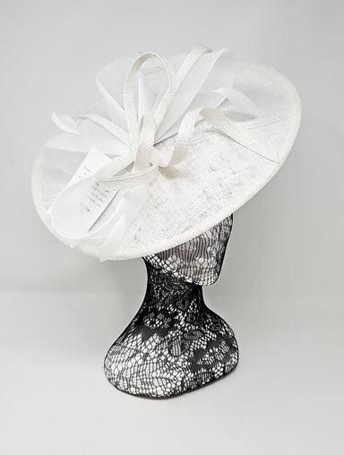 White Looped Bow Round Disc Fascinator