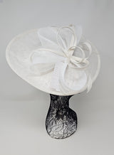 White Looped Bow Round Disc Fascinator