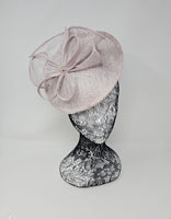 Pearl Silver Feather & Bow Round Disc Fascinator