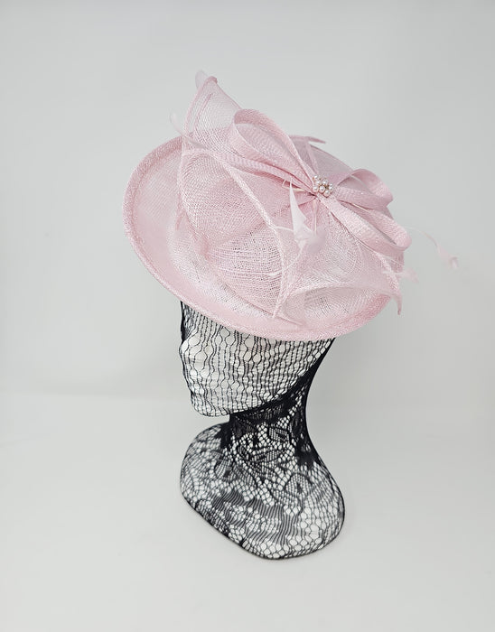 Sorbet Feather & Bow Round Disc Fascinator
