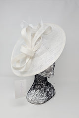 Crisp White Oval Disc Hairband Fascinator