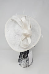 Crisp White Oval Disc Hairband Fascinator