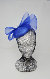 Cobalt Blue Organza Bow Pillbox Fascinator