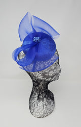 Cobalt Blue Organza Bow Pillbox Fascinator