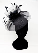 Black Feather Fascinator With Net Halo