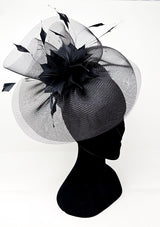 Black Feather Fascinator With Net Halo