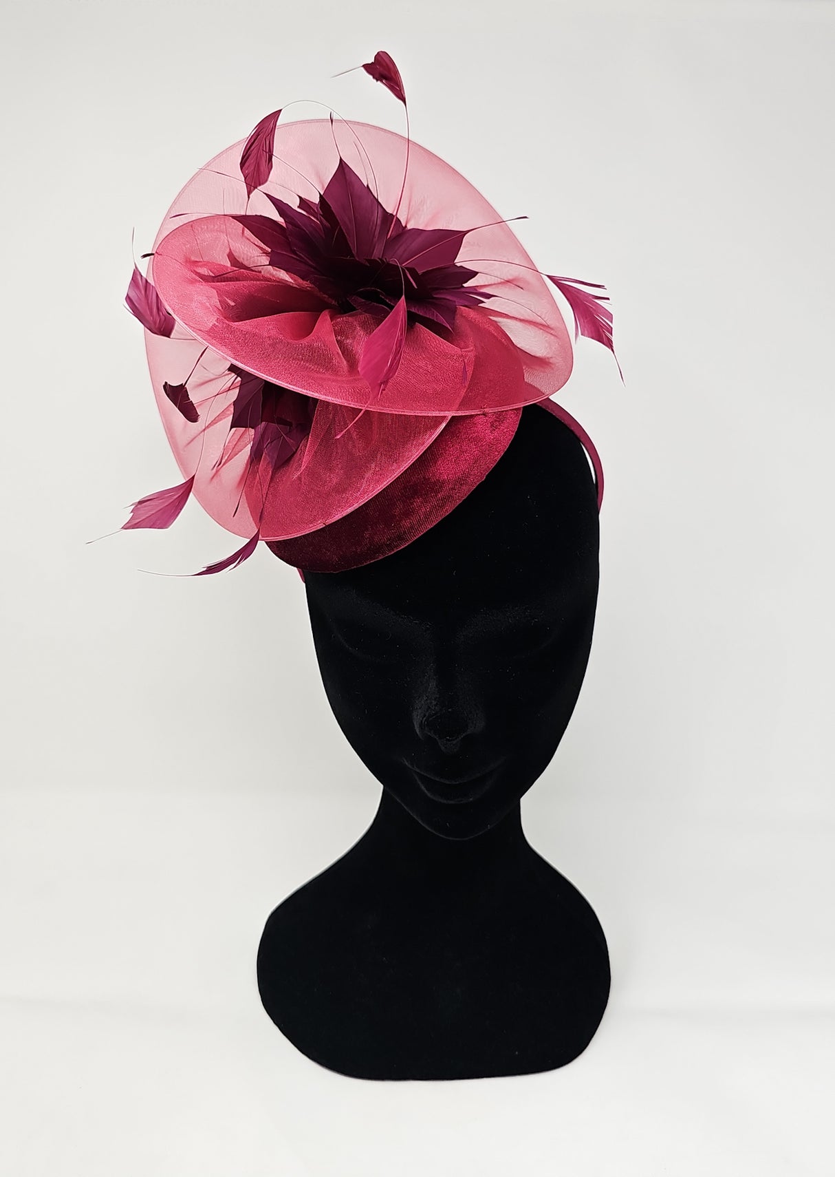 Cherry Red Organza & Velvet Hairband Fascinator