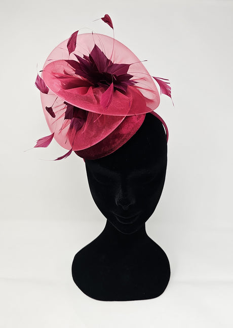 Cherry Red Organza & Velvet Hairband Fascinator