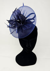 Navy Floral Halo Hairband Fascinator