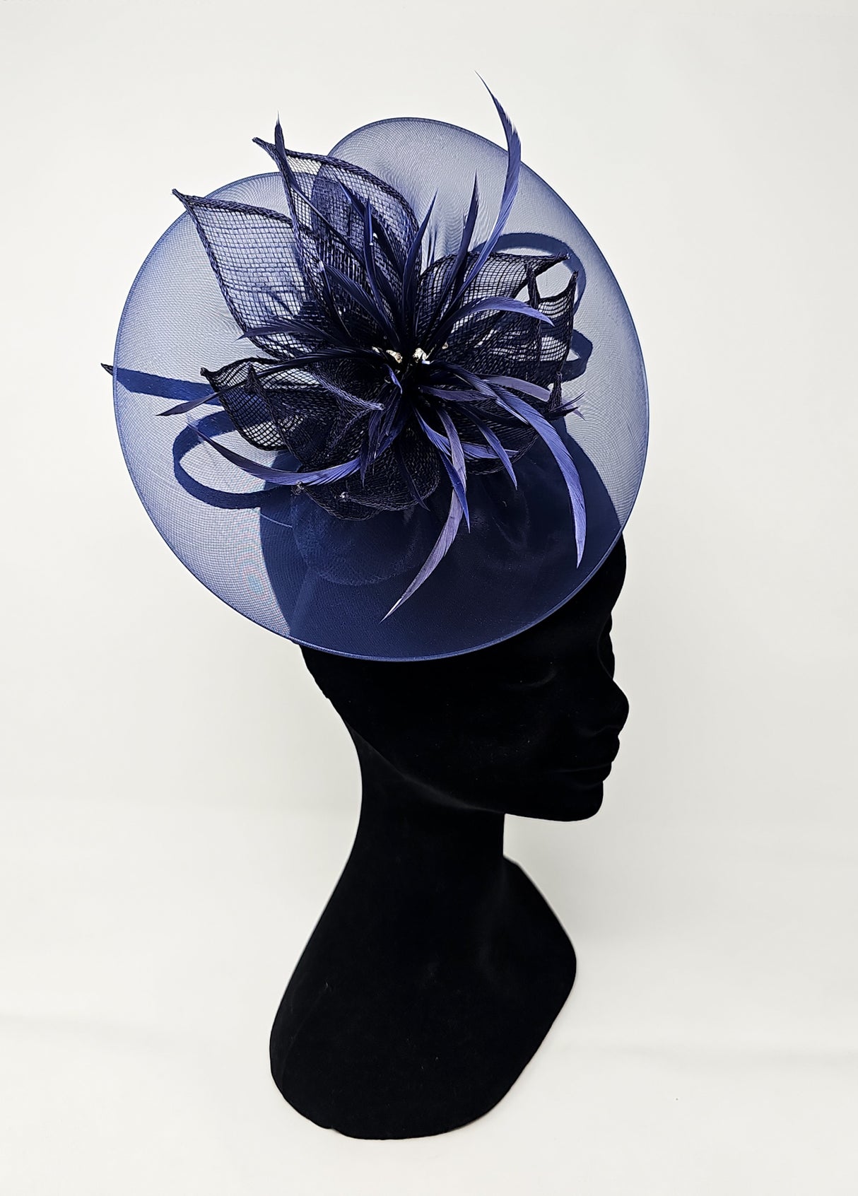 Navy Floral Halo Hairband Fascinator
