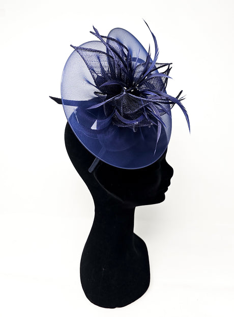 Navy Floral Halo Hairband Fascinator