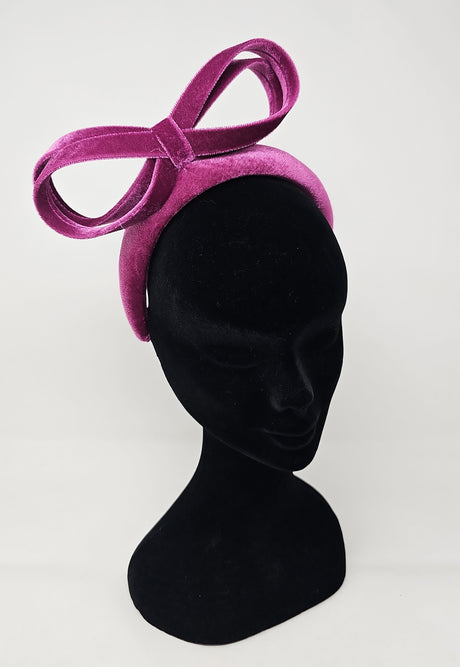 Cerise Velvet Bow Hairband Fascinator