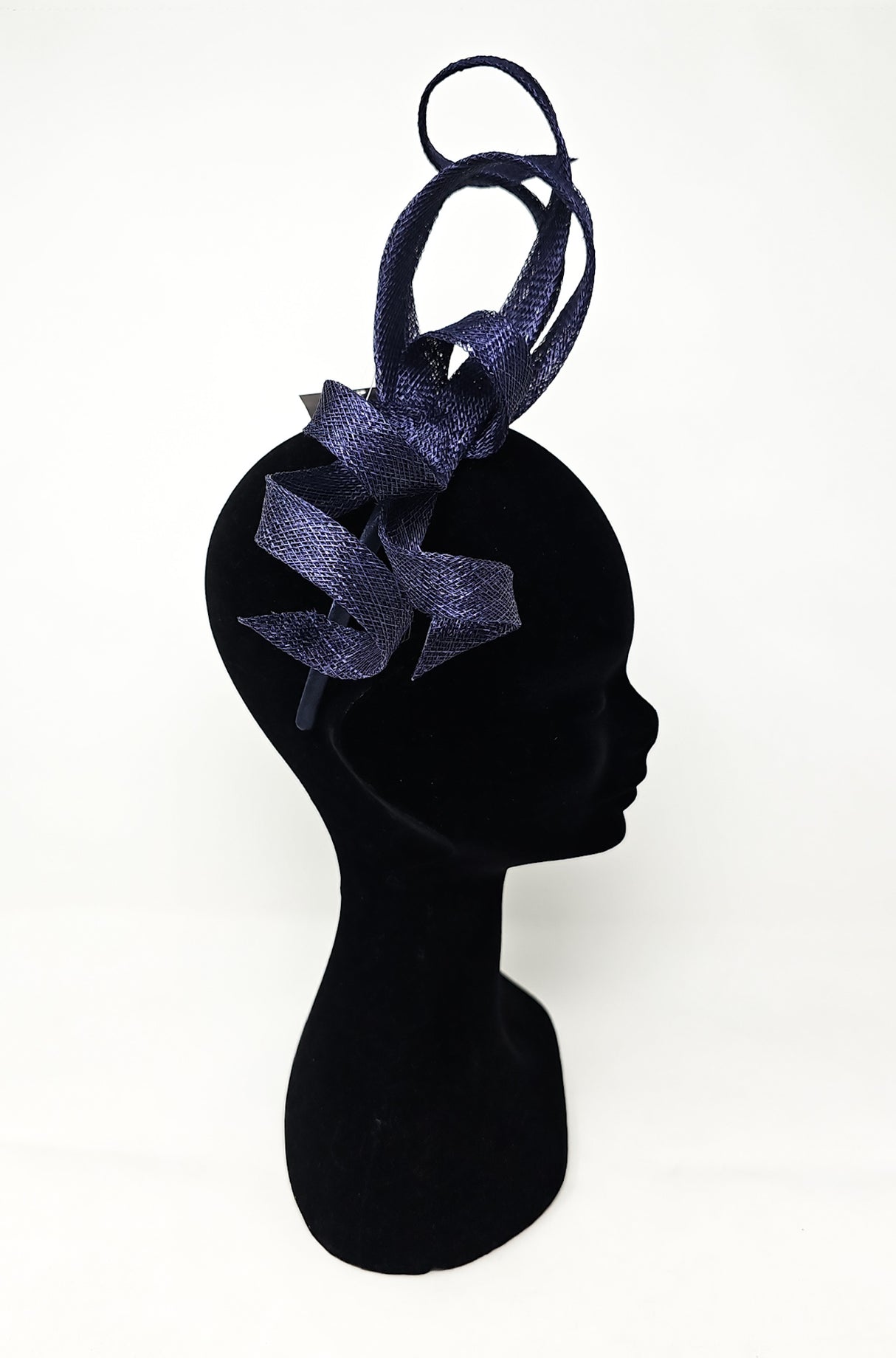 Navy Spiral Twist Hairband Fascinator