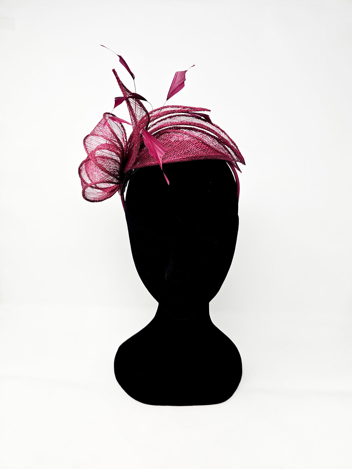 Cherry Sinamay Loop & Feather Hairband Fascinator