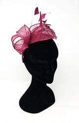 Cherry Sinamay Loop & Feather Hairband Fascinator