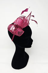 Cherry Sinamay Loop & Feather Hairband Fascinator