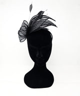 Black Sinamay Loop & Feather Hairband Fascinator