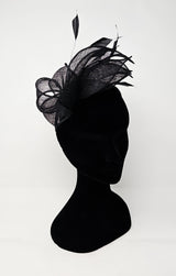 Black Sinamay Loop & Feather Hairband Fascinator