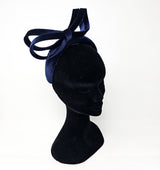 Navy Velvet Bow Hairband Fascinator