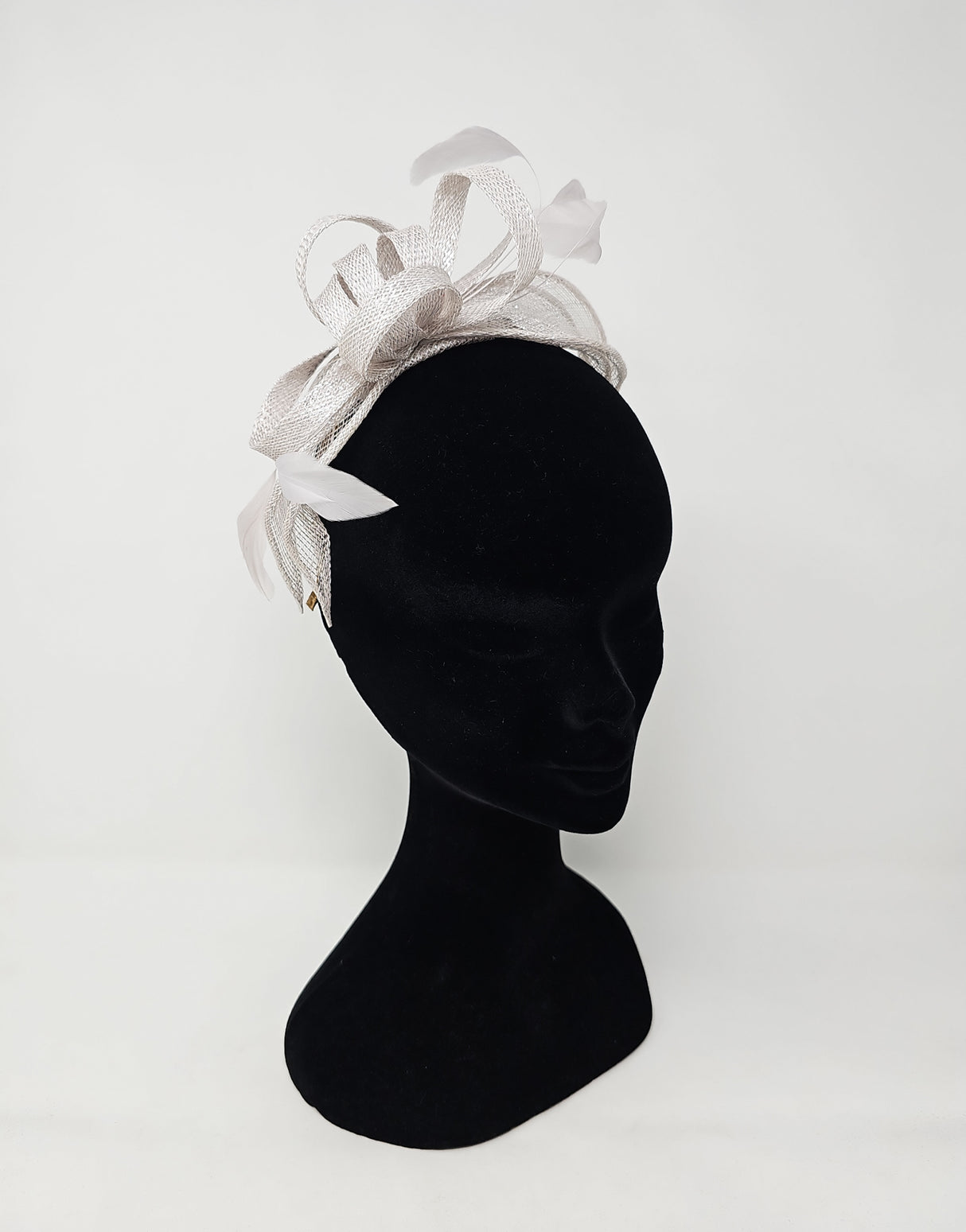 Dove Silver Looped Feather Hairband Fascinator
