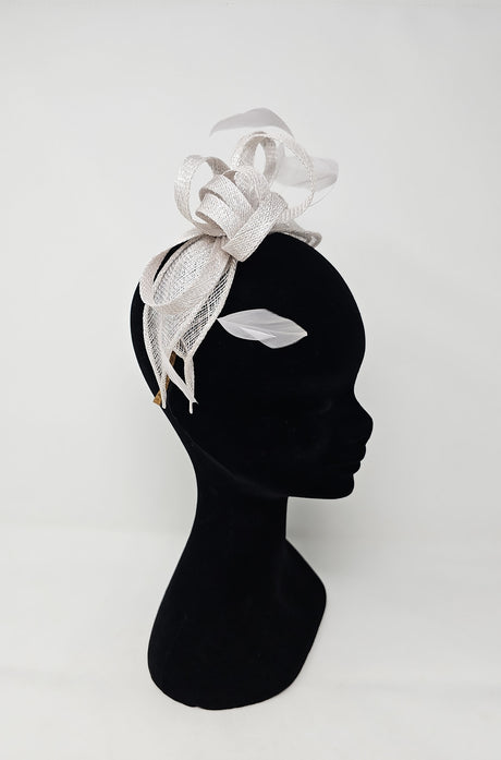 Dove Silver Looped Feather Hairband Fascinator