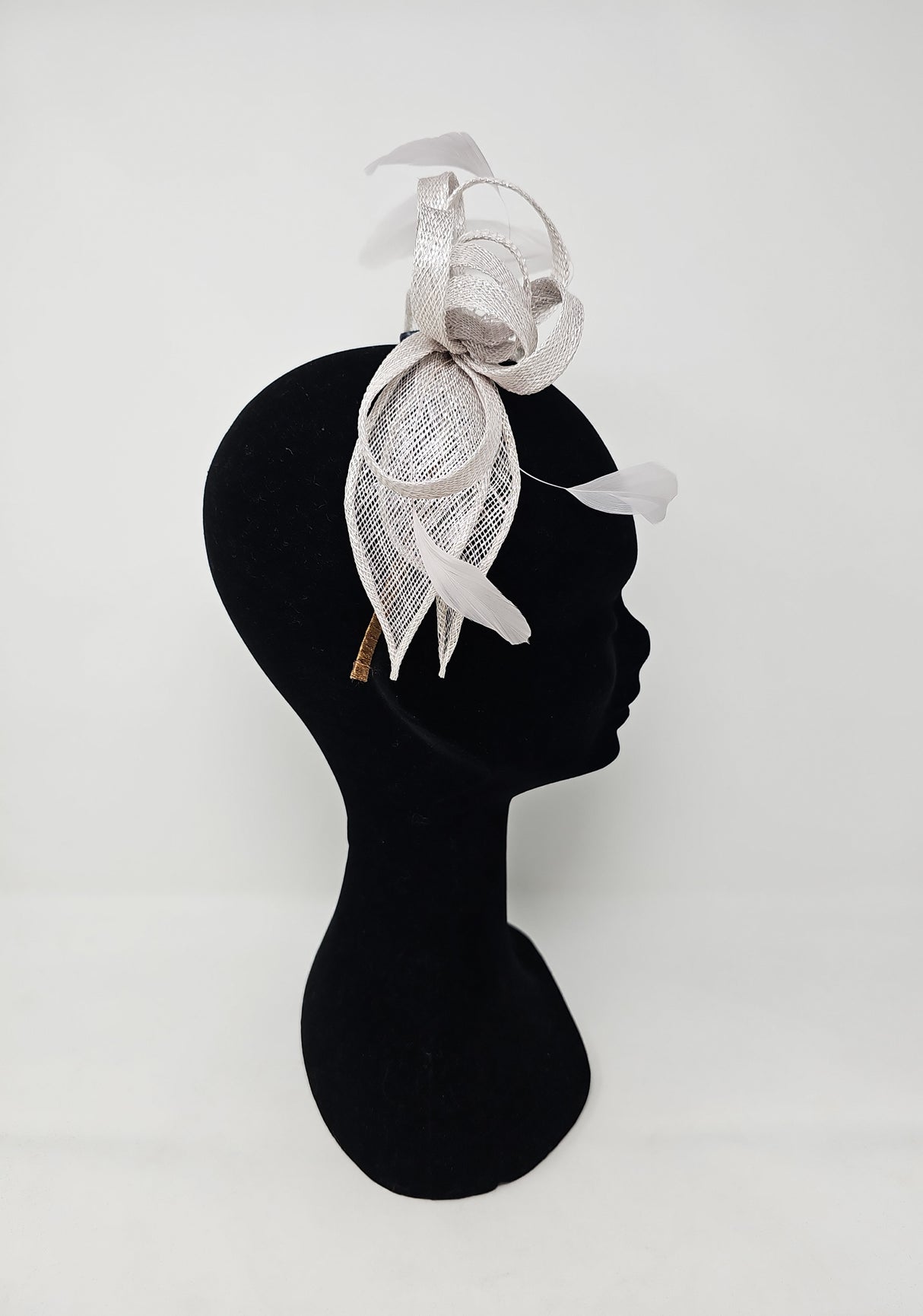 Dove Silver Looped Feather Hairband Fascinator