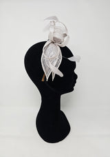 Dove Silver Looped Feather Hairband Fascinator