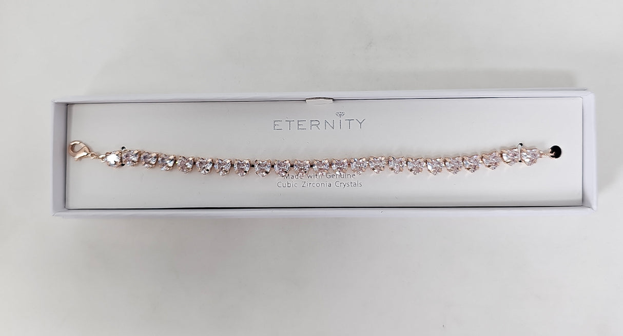 Eternity Cubic Zirconia Rose Gold Heart Bracelet