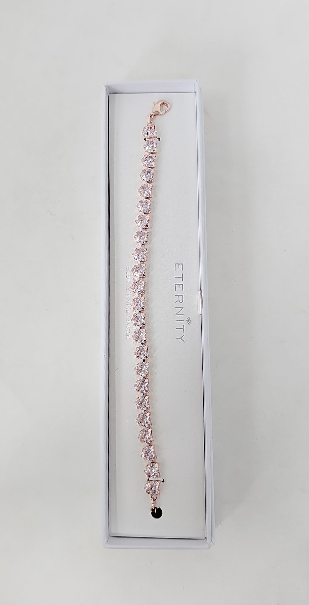 Eternity Cubic Zirconia Rose Gold Heart Bracelet