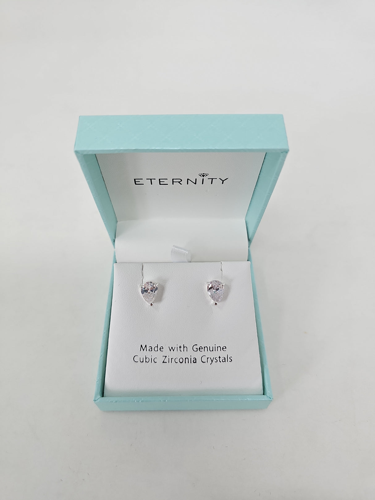 Eternity Mini Tear Drop Silver Crystal Stud Earrings