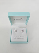 Eternity Mini Tear Drop Silver Crystal Stud Earrings