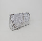 Silver Sequin Glitter Clutch Bag