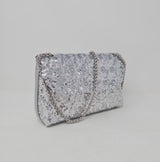 Silver Sequin Glitter Clutch Bag