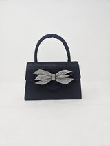 Black Bow Diamante Evening Clutch Bag