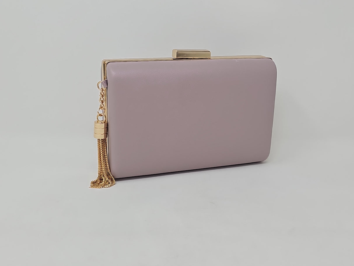 Pale Mauve & Gold Box Clutch Bag