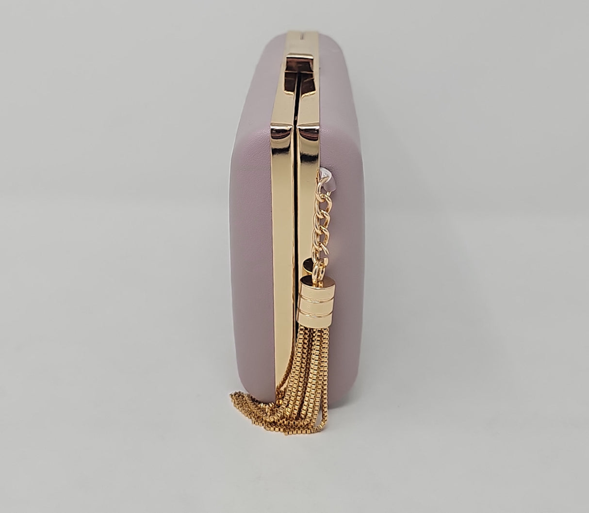 Pale Mauve & Gold Box Clutch Bag