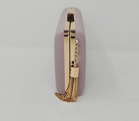 Pale Mauve & Gold Box Clutch Bag