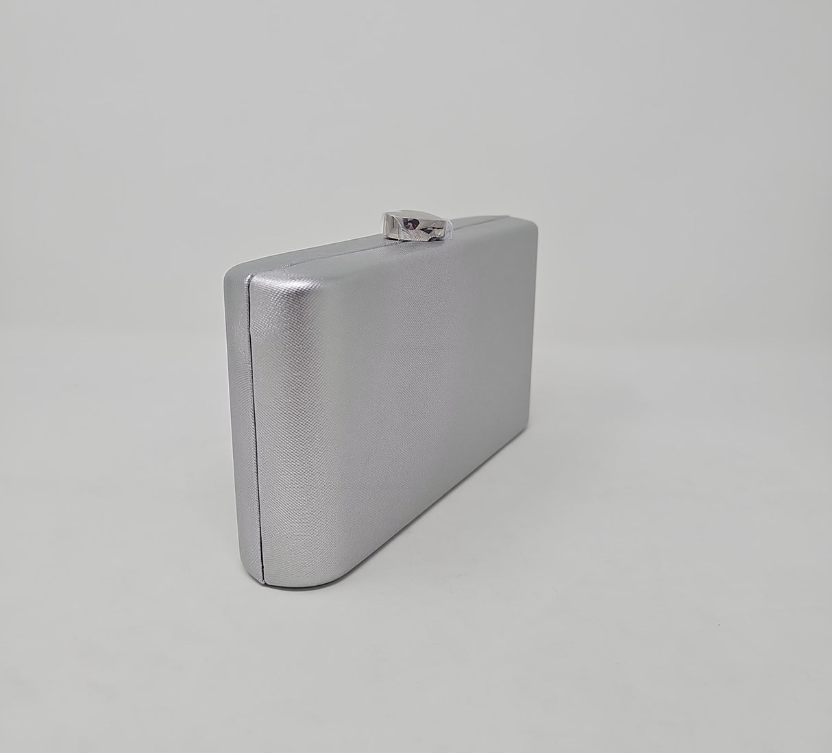 Silver Shimmer Heart Box Clutch Bag