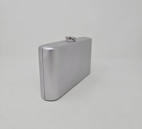 Silver Shimmer Heart Box Clutch Bag
