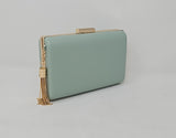 Mint Green & Gold Box Clutch Bag